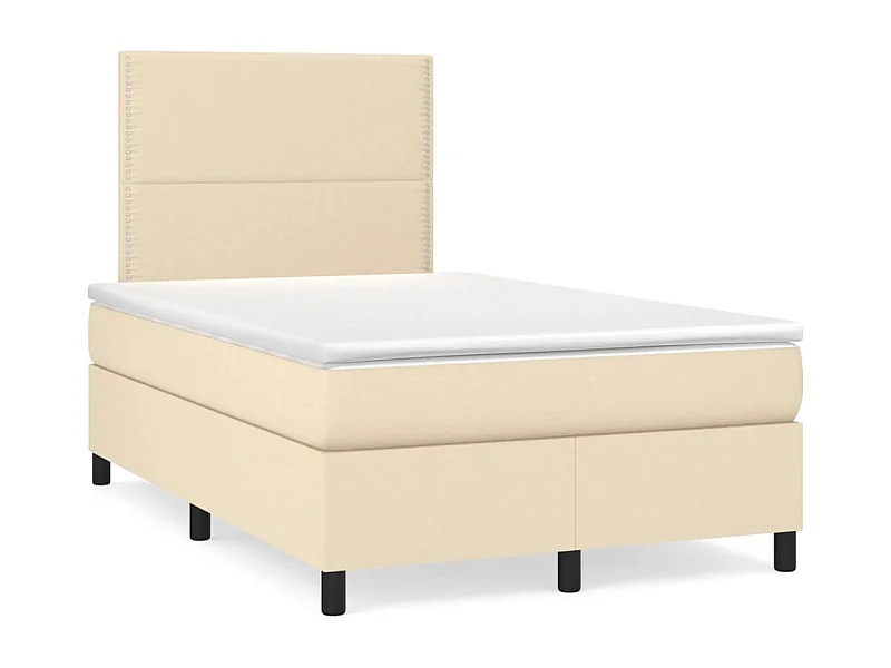 Ensemble complet boxspring + matelas et LED crème 120x190 cm tissu FR24906