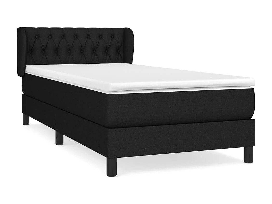 Cama continental com molas+ colchão 100x200 cm tecido preto PT206411