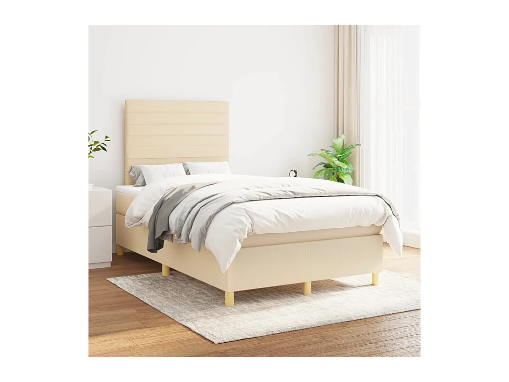 Boxspring met matras stof crèmekleurig 120x190 cm BE805374