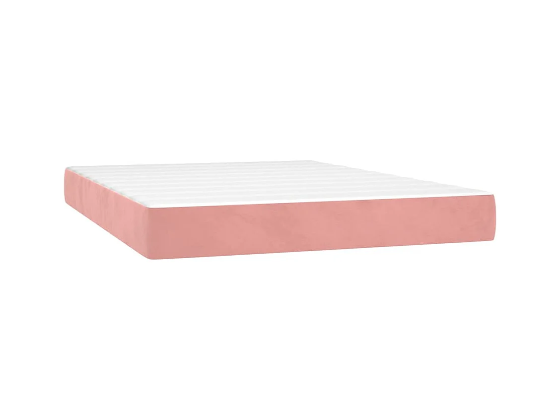 Conjunto Boxspring - 140x190 cm + colchón terciopelo rosa ES947813