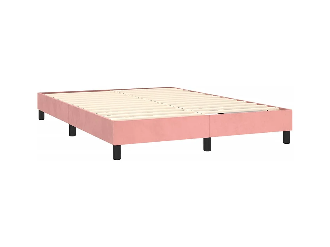 Conjunto Boxspring - 140x190 cm + colchón terciopelo rosa ES947813