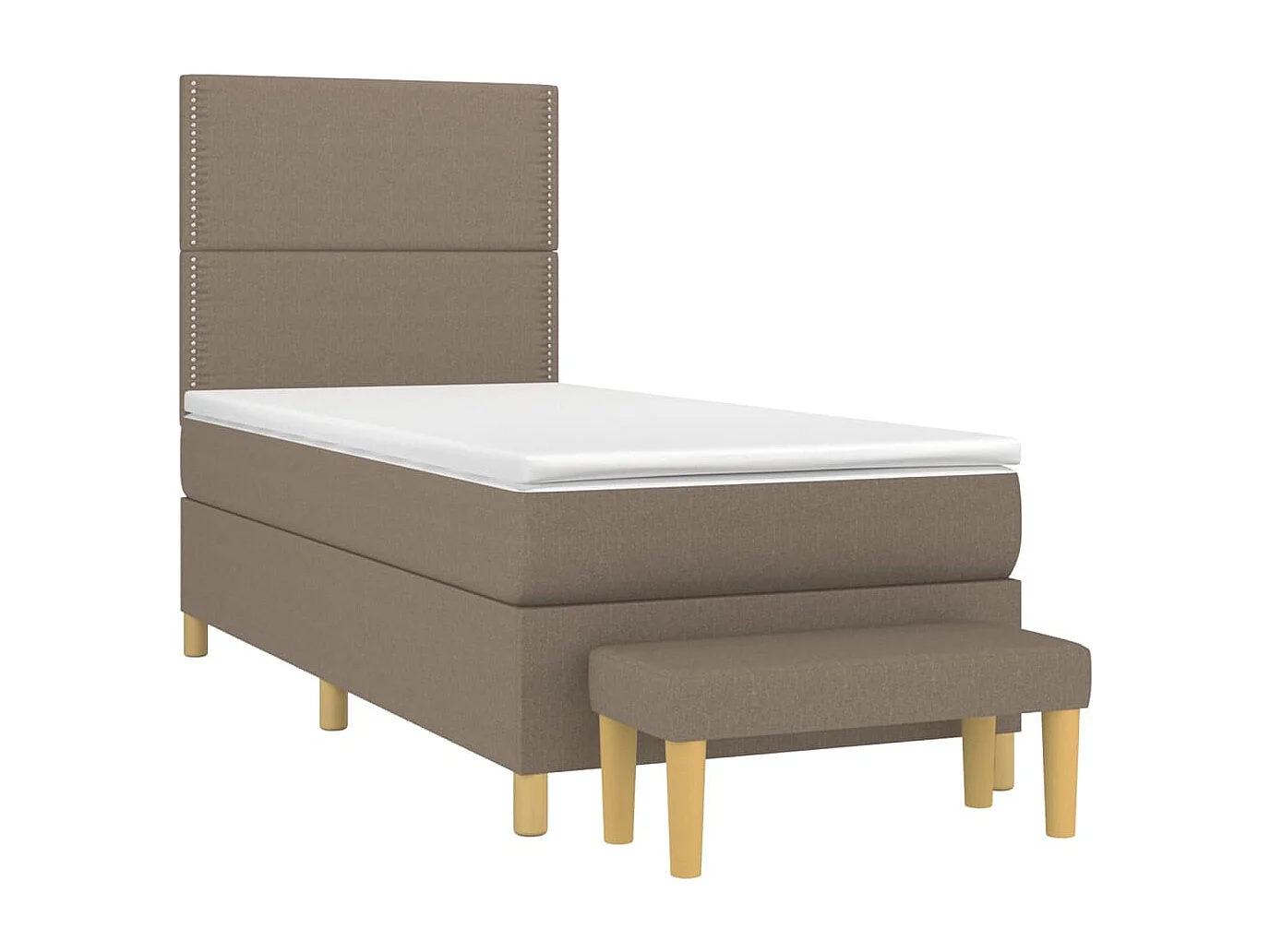 Cama continental com molas+ colchão 100x200 cm tecido cinza-acastanhado PT621956