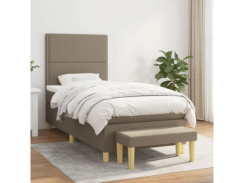 Cama continental com molas+ colchão 100x200 cm tecido cinza-acastanhado PT621956