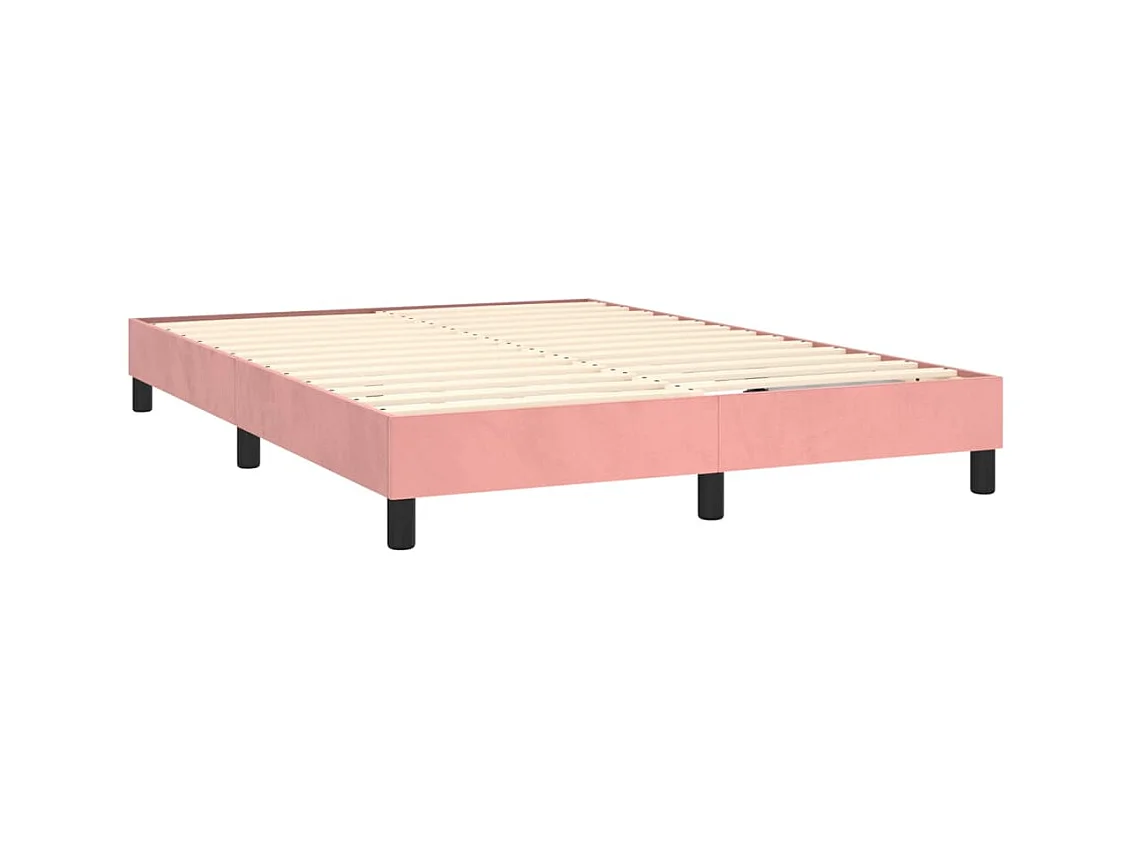 Ensemble complet boxspring + matelas LED Rose 140x190cm Velours FR93770