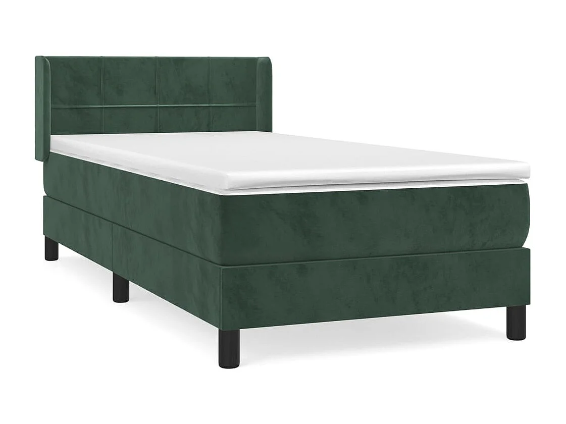 Conjunto Boxspring - 90x200 cm + colchón terciopelo verde oscuro ES333460