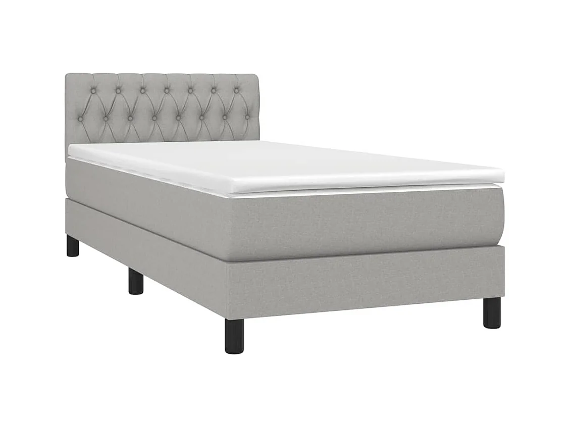 Ensemble complet boxspring + matelas Gris clair 100x200cm Tissu FR50127