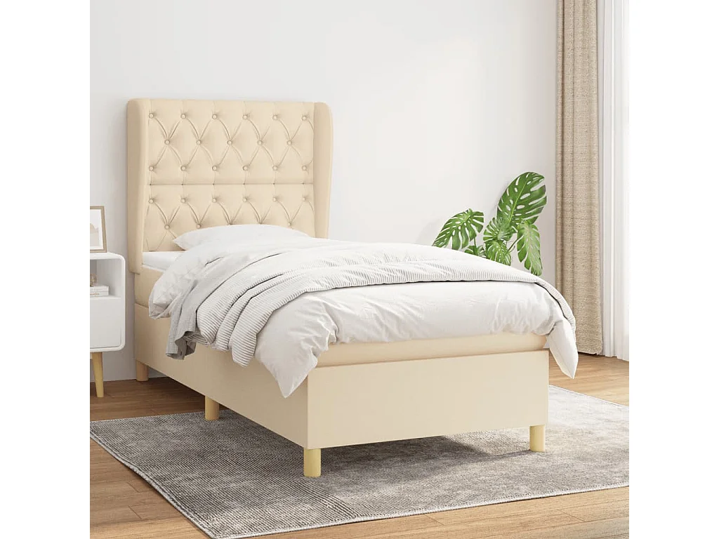 Cama continental com molas+ colchão 80x200 cm tecido cor crème PT623219