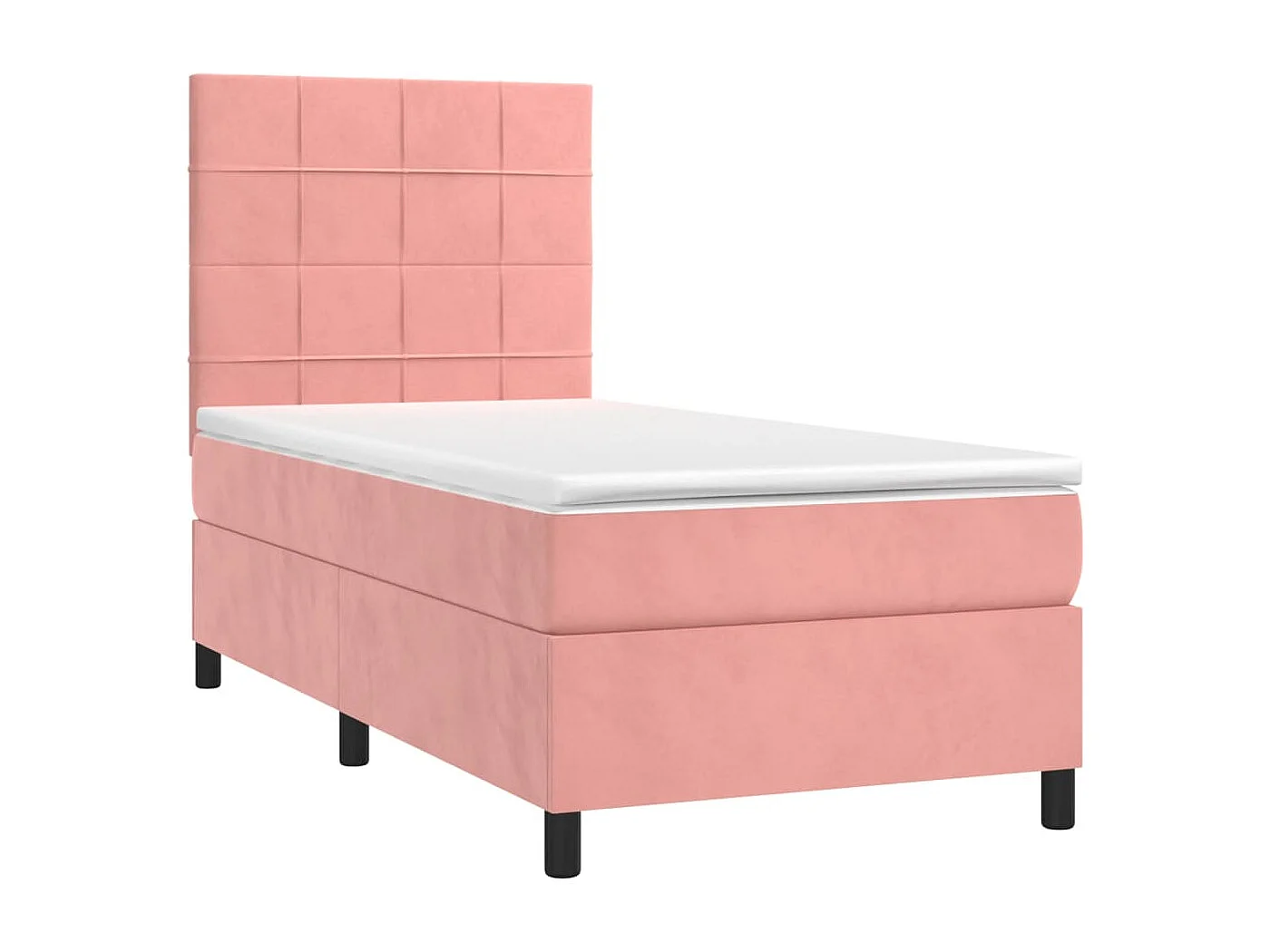 Conjunto Boxspring - 80x200 cm colchón y LED terciopelo rosa ES766923