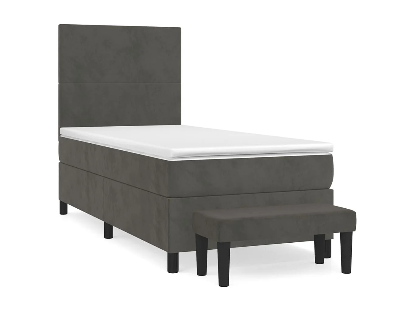 Cama continental com molas+ colchão 90x190 cm veludo cinza-escuro PT335975