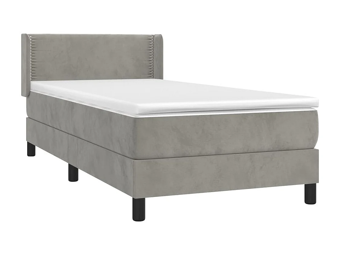 Conjunto Boxspring - 90x190 cm + colchón terciopelo gris claro ES518372