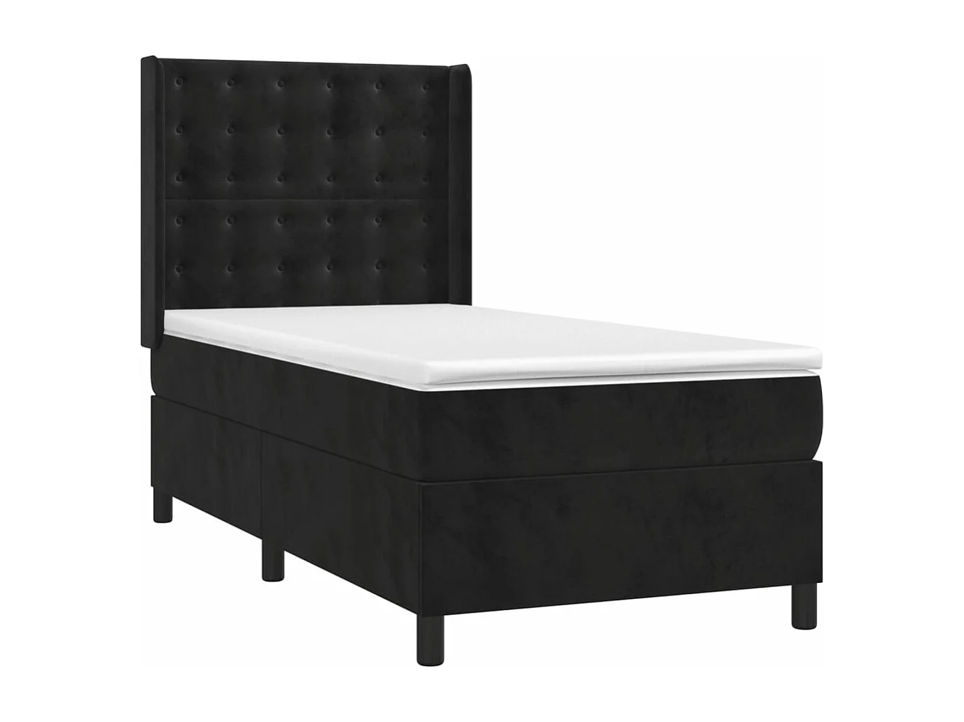 Cama continental c/ colchão/LED 90x190 cm veludo preto PT444113