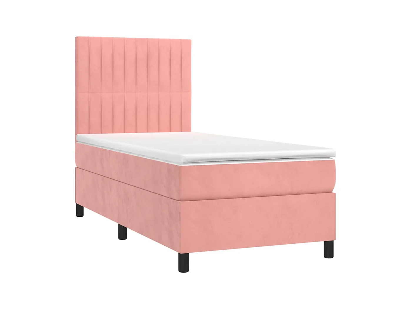 Cama continental com molas+ colchão 80x200 cm veludo rosa PT811372