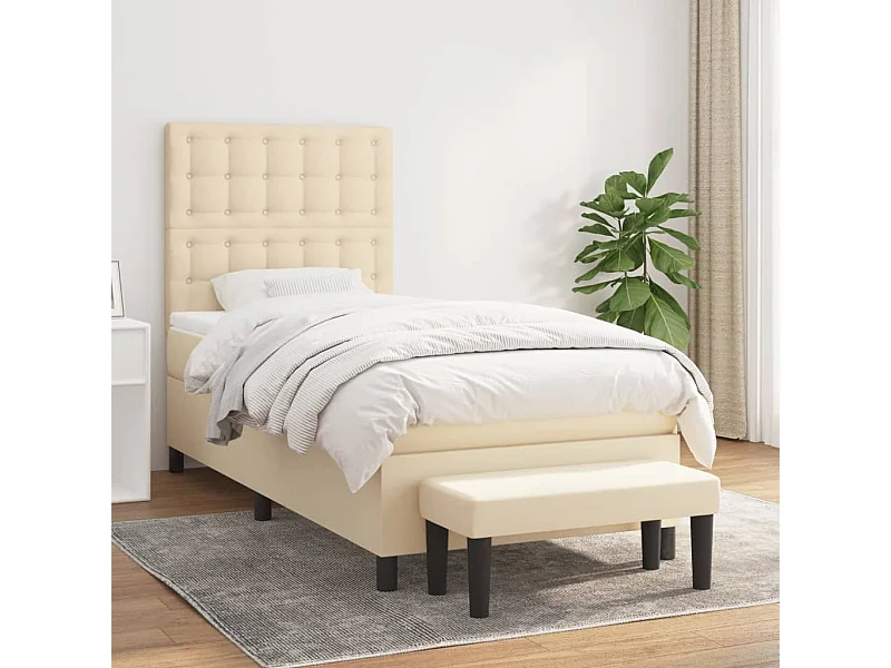 Cama continental com molas+ colchão 80x200 cm tecido cor crème PT384047