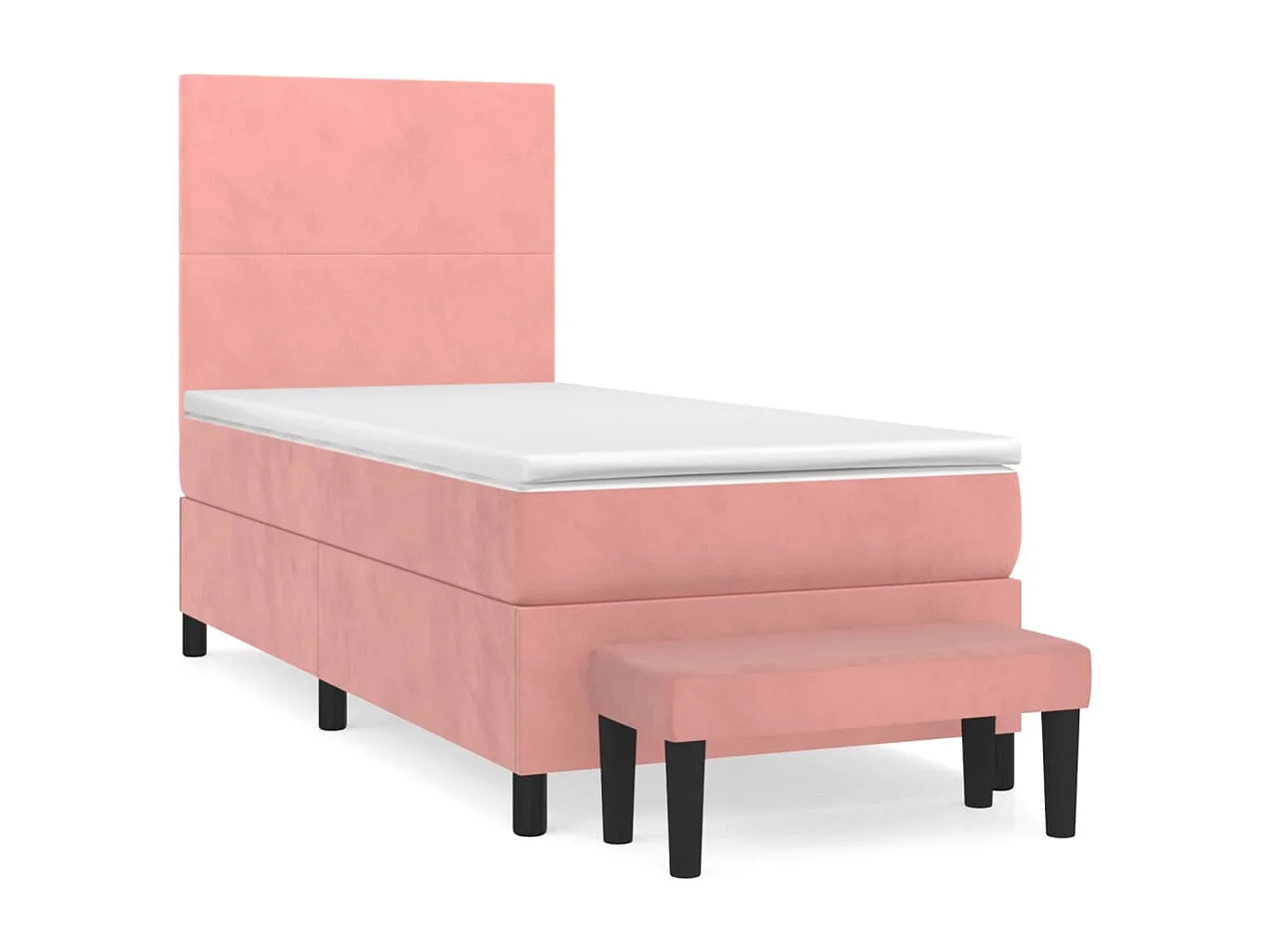 Cama continental com molas+ colchão 80x200 cm veludo rosa PT325203
