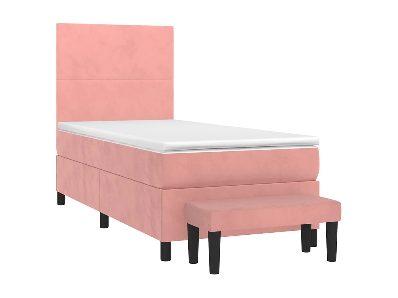 Cama continental com molas+ colchão 80x200 cm veludo rosa PT325203