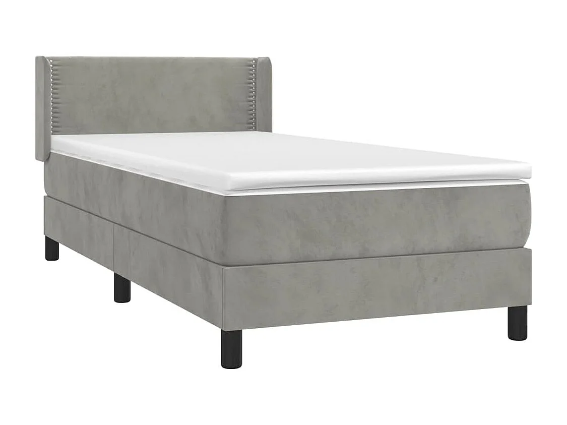 Conjunto Boxspring - 90x190 cm + colchón terciopelo gris claro ES904873