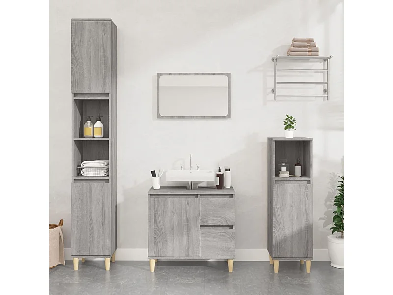 Armoire salle de bain sonoma gris 30x30x100 cm FR47800