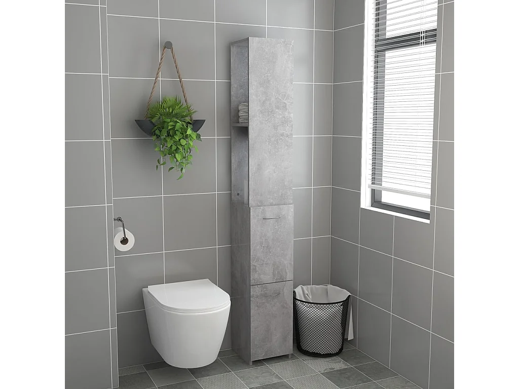 Armario baño madera contrachapada gris hormigón 25x26,5x170 cm ES556499