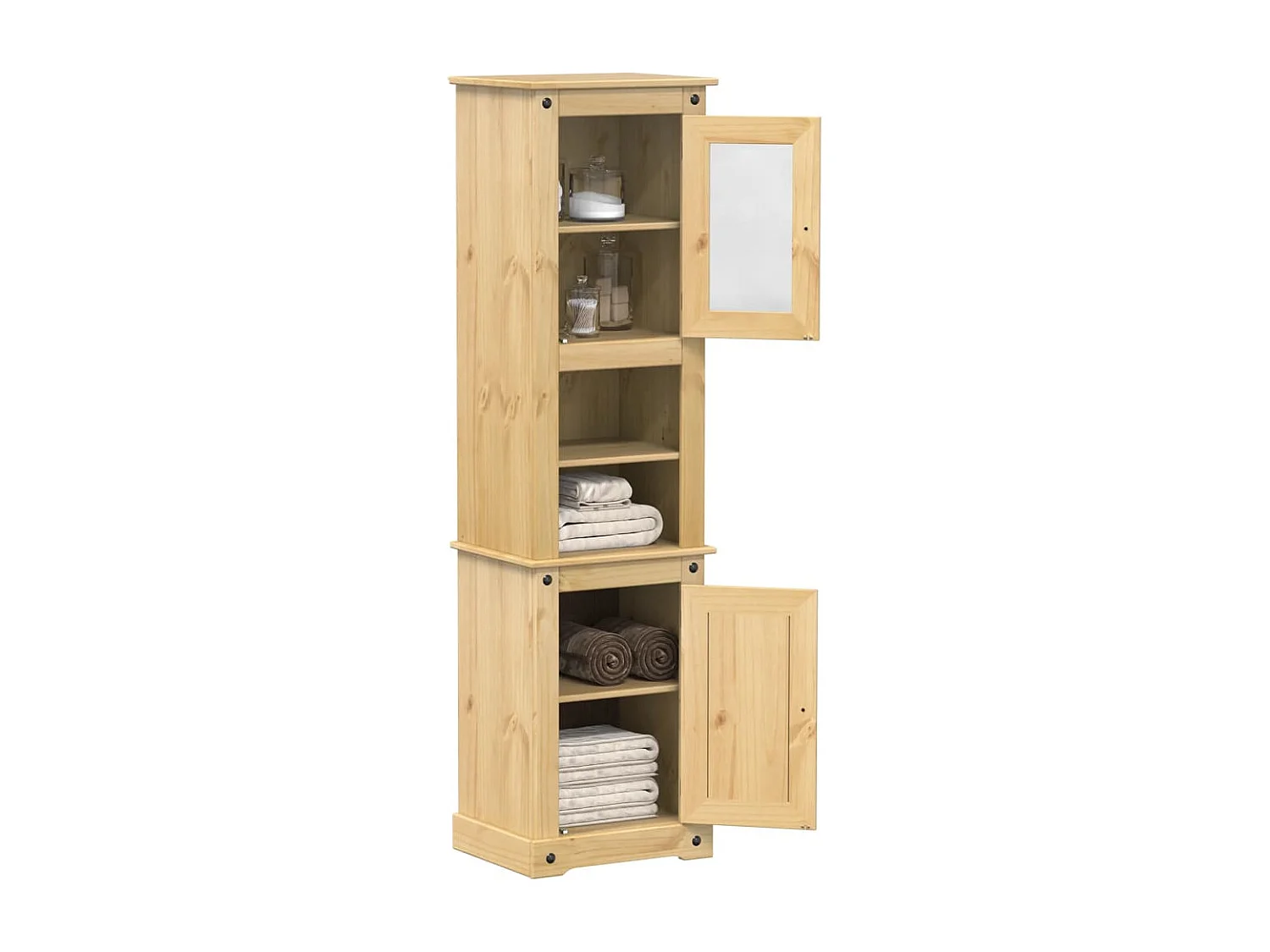 Armoire de salle de bain Corona 50x40x185 cm bois de pin massif FR93313