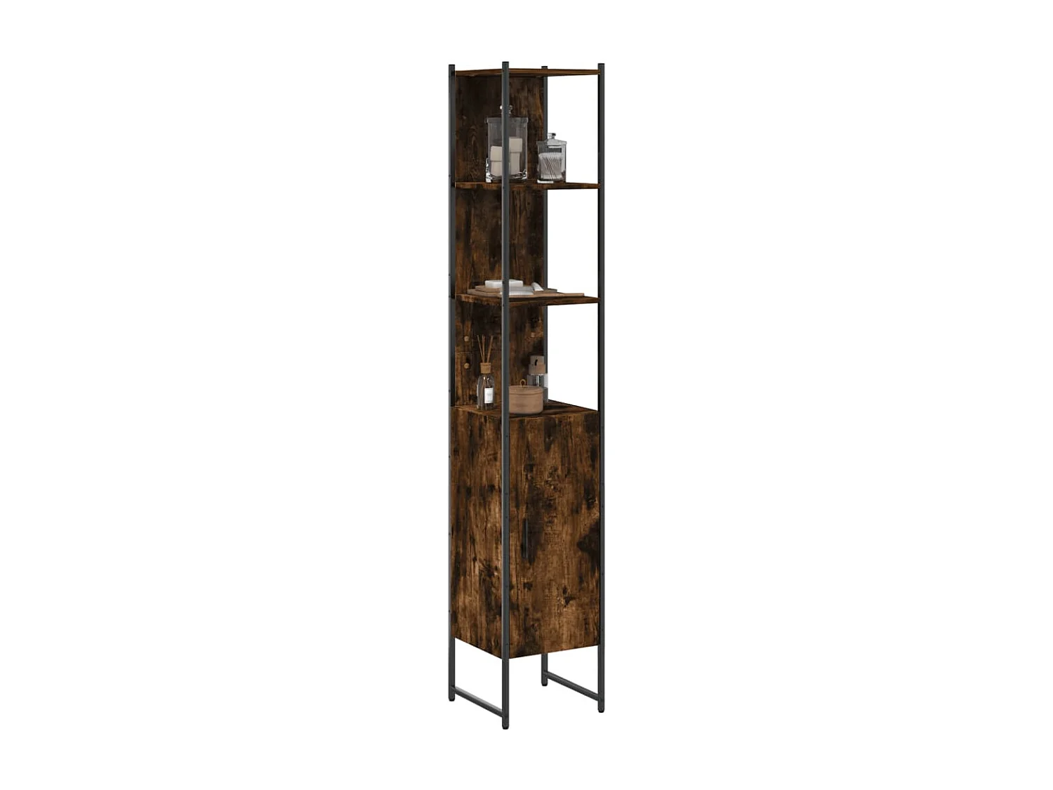 Armoire de bain chêne fumé 33x33x185,5 cm bois d'ingénierie FR71014