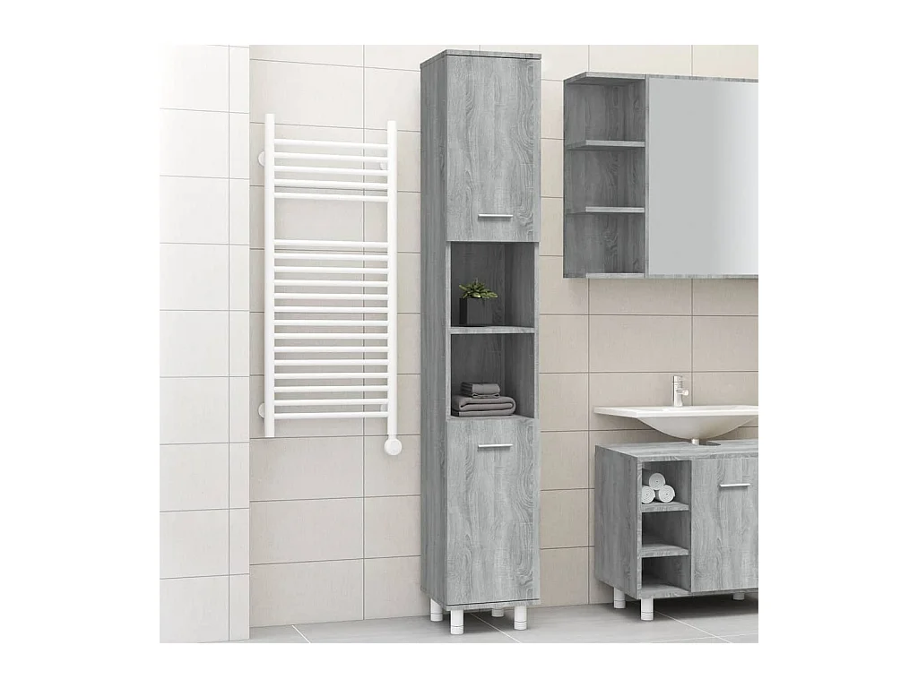 Armoire de bain Sonoma gris 30x30x179 cm Bois d'ingénierie FR25340
