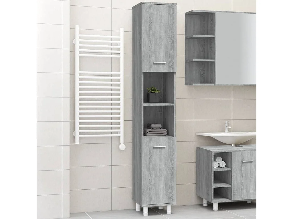 Armoire de bain Sonoma gris 30x30x179 cm Bois d'ingénierie FR25340