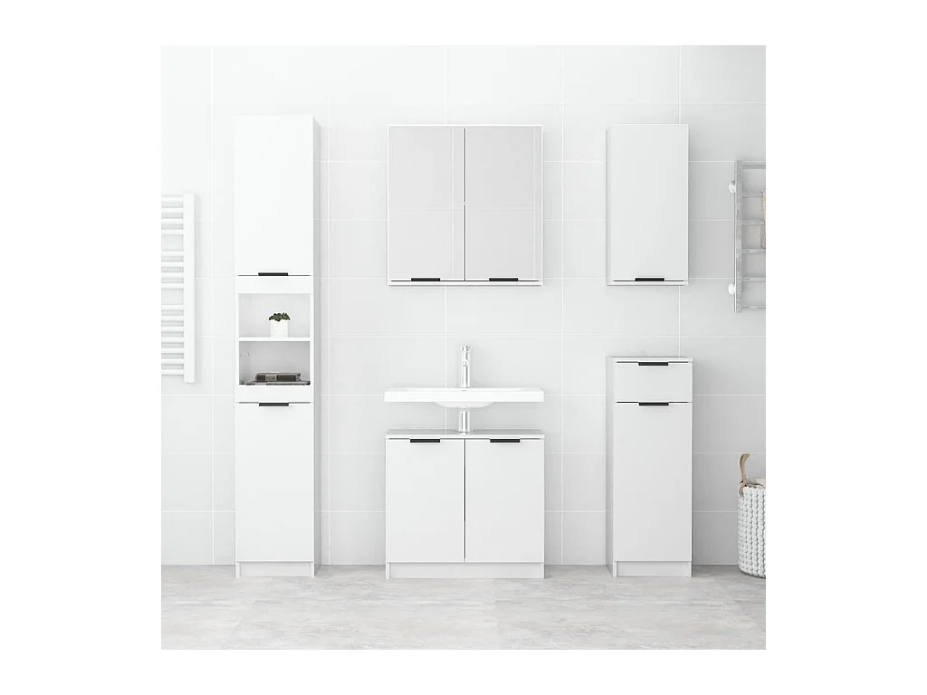 Armoire de salle de bain Blanc brillant 32x34x188,5 cm FR49040