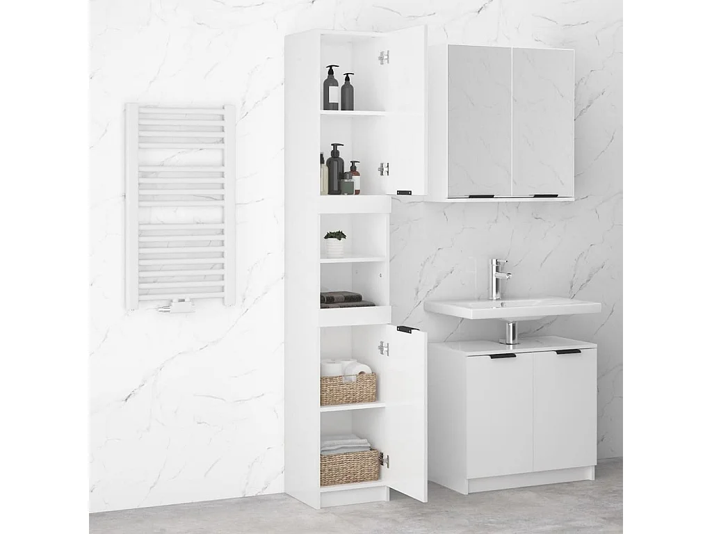 Armoire de salle de bain Blanc brillant 32x34x188,5 cm FR49040