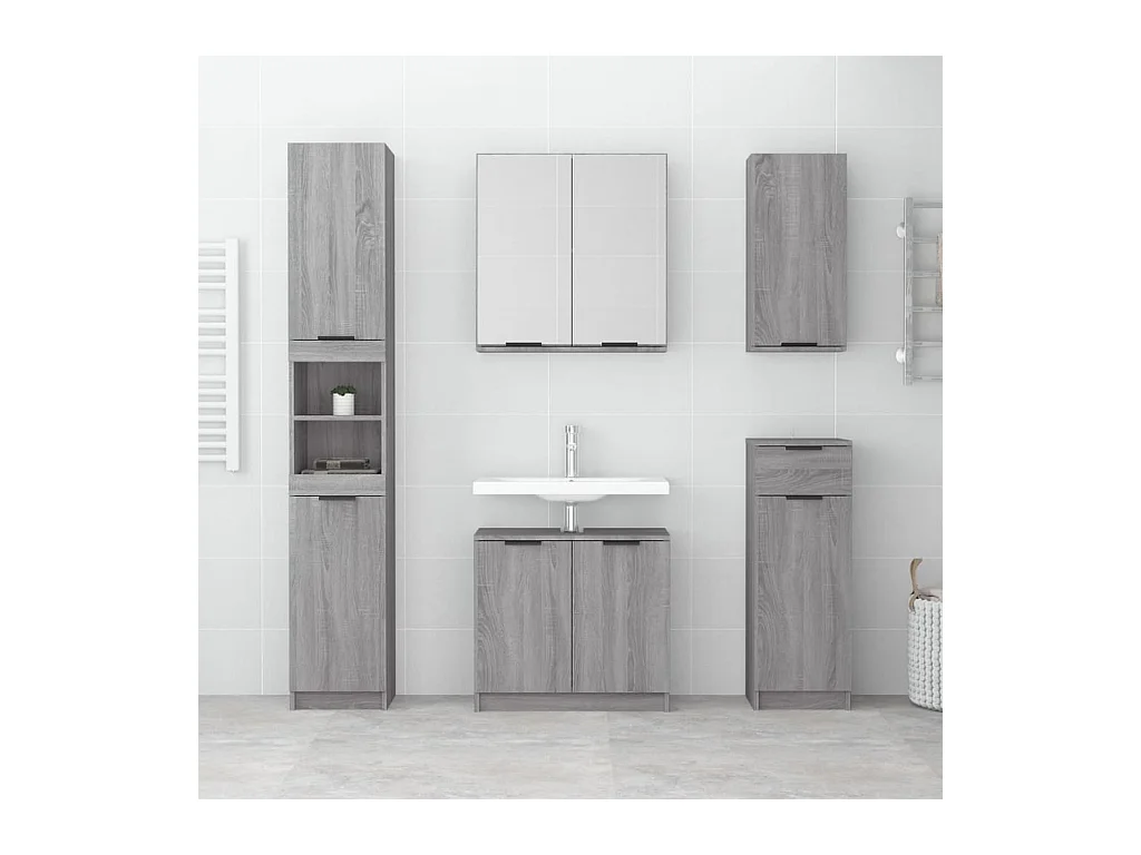 Armoire de bain Sonoma gris 32x34x188,5 cm Bois d'ingénierie FR88296