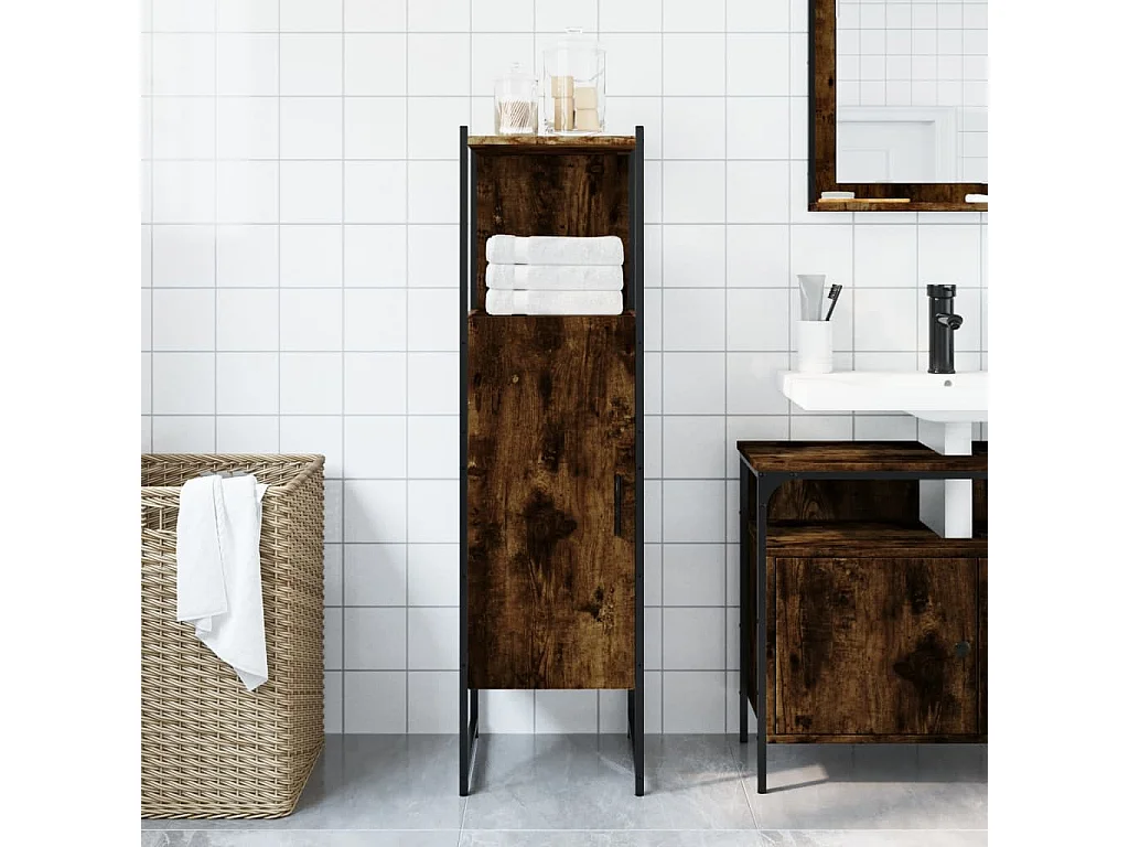 Armoire de salle de bain chêne fumé 33x33x120,5 cm FR38639