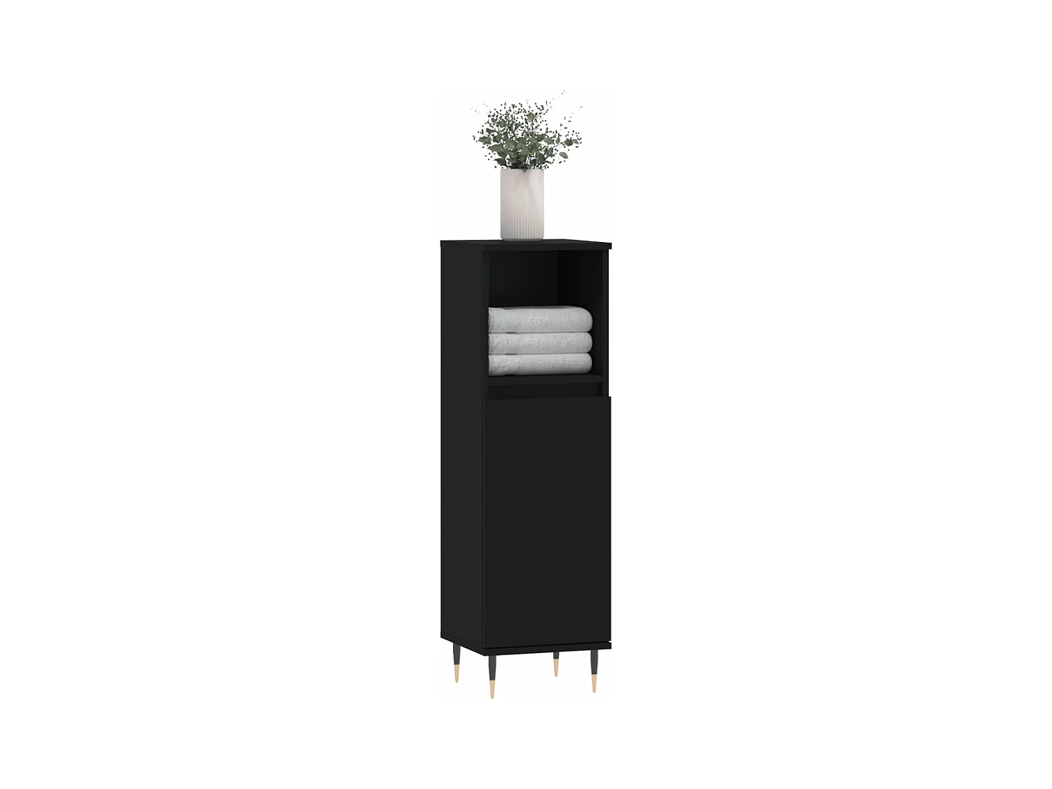 Armoire de salle de bain noir 30x30x100 cm bois d'ingénierie FR59350