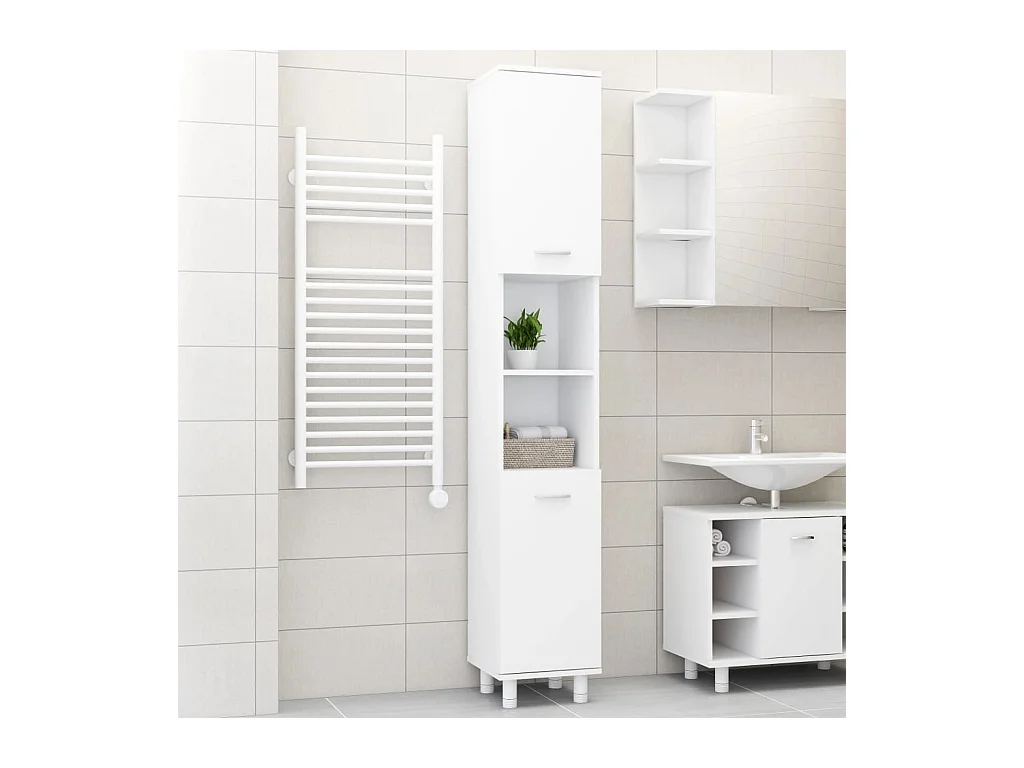 Armoire de salle de bain Blanc 30x30x179 cm Aggloméré FR72433