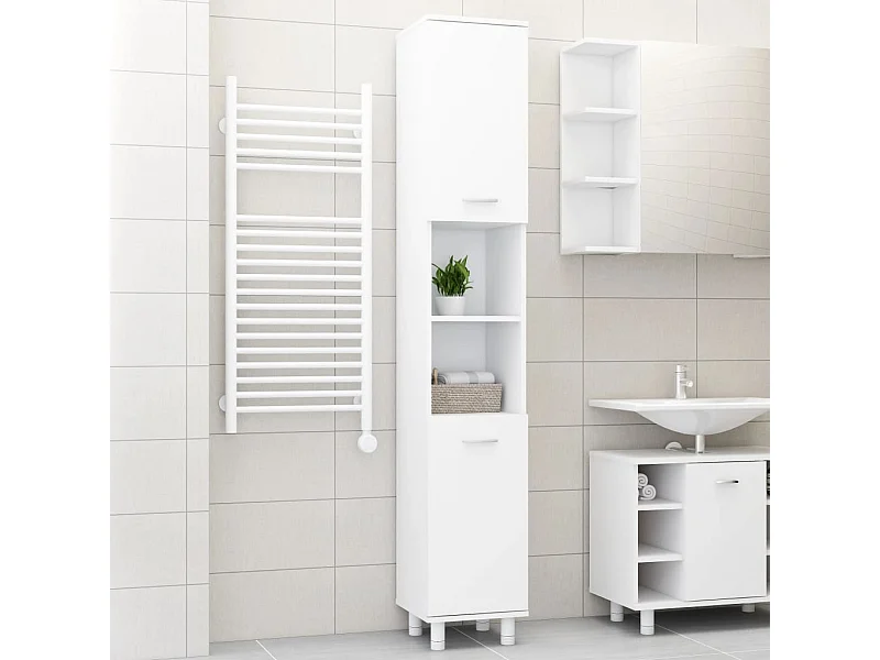 Armoire de salle de bain Blanc 30x30x179 cm Aggloméré FR72433