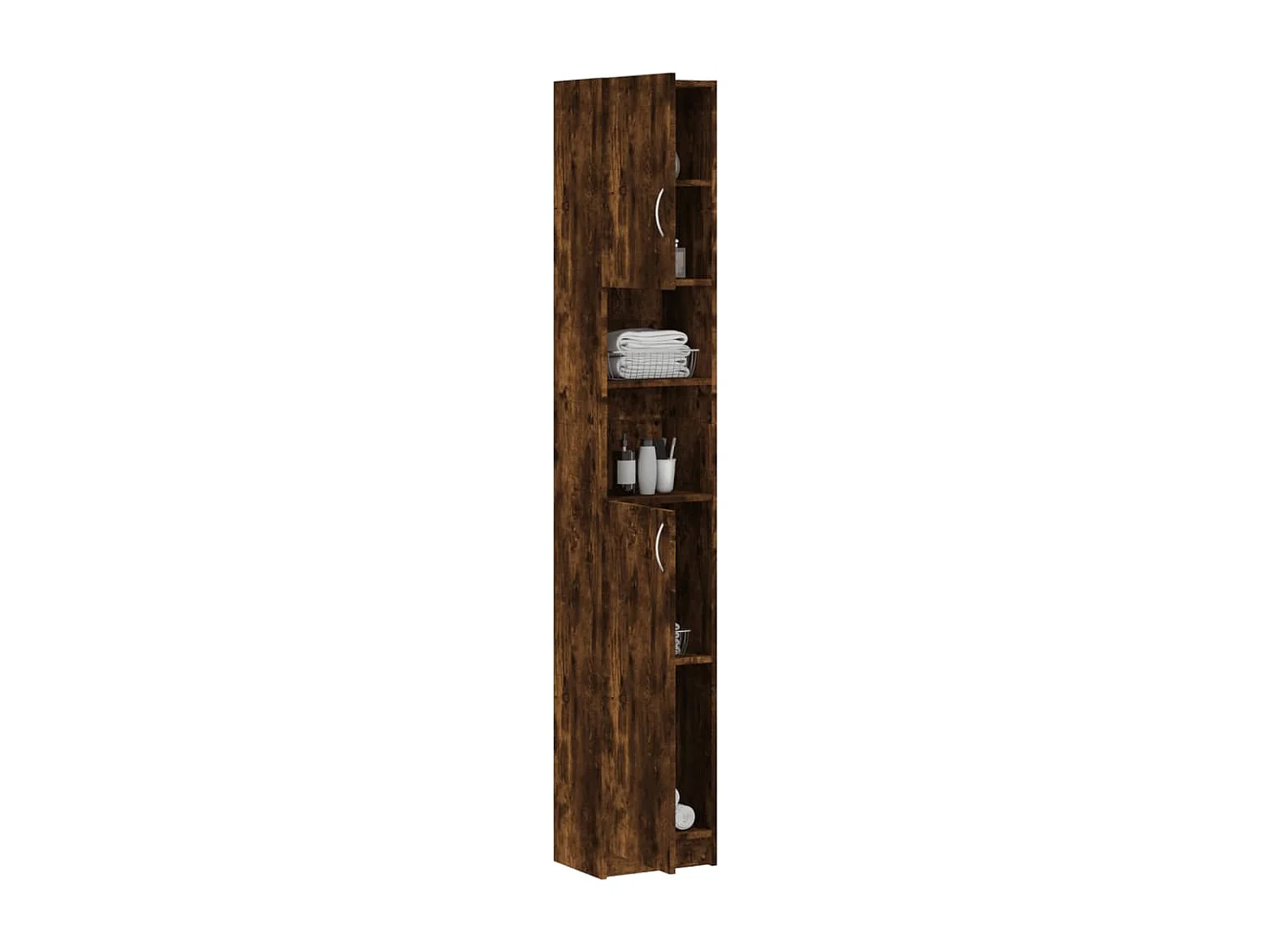 Armoire de bain Chêne fumé 32x25,5x190 cm Bois d'ingénierie FR73730