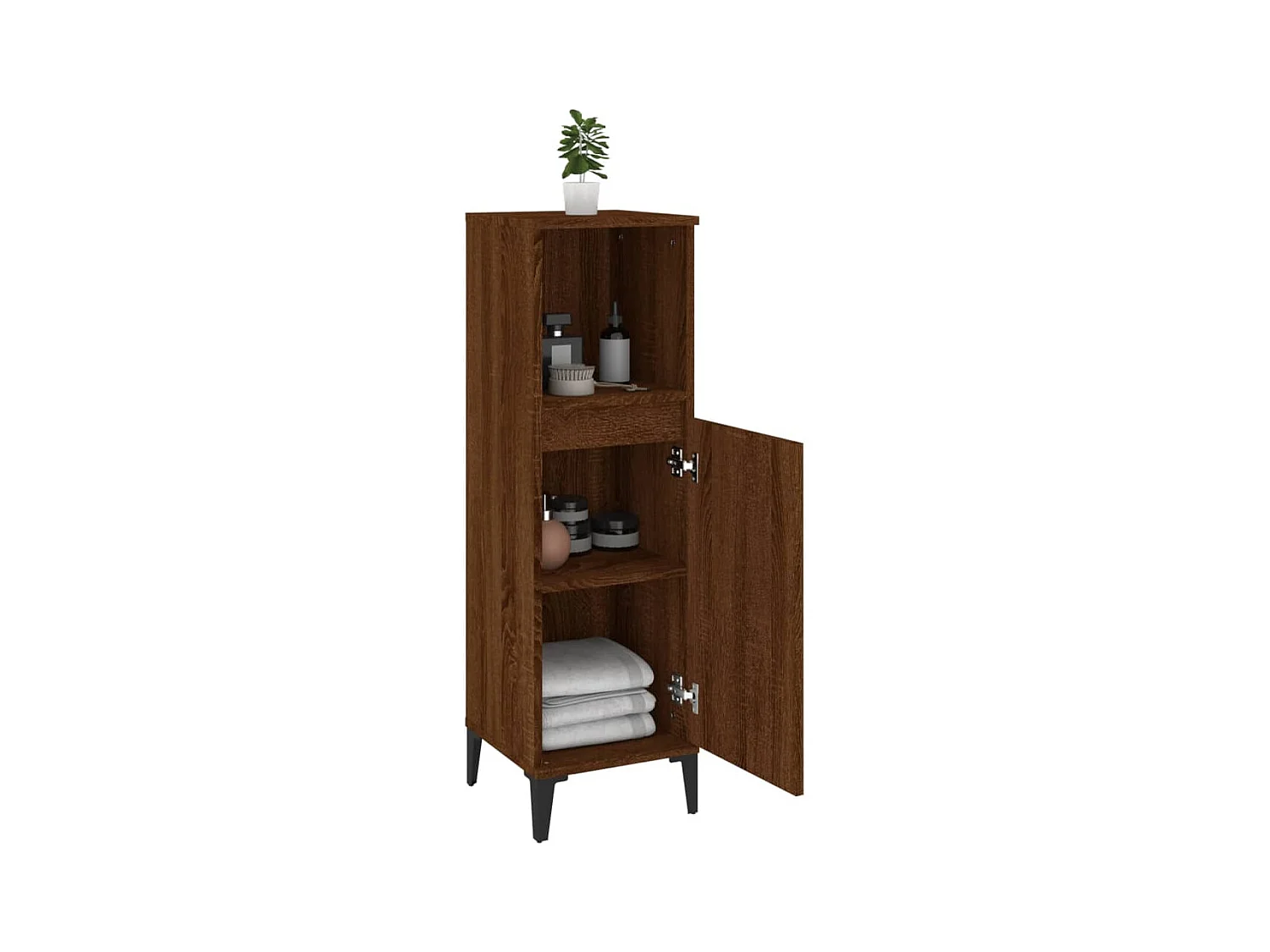 Armario de baño madera contrachapada marrón roble 30x30x100 cm ES216157