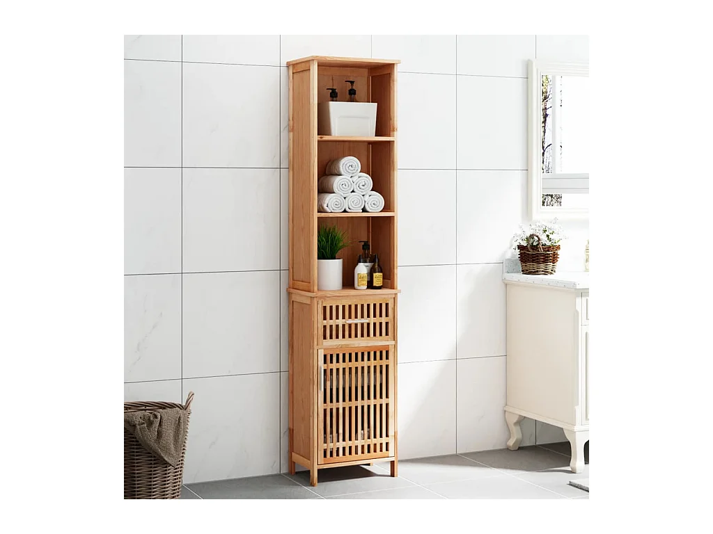 Armoire de salle de bain 42x29x182 cm Bois massif de noyer FR93523