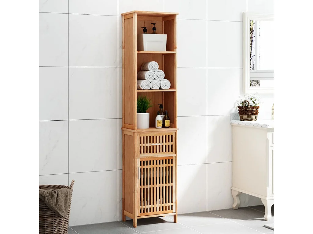 Armoire de salle de bain 42x29x182 cm Bois massif de noyer FR93523