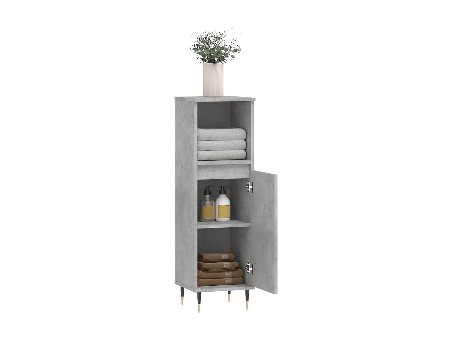 Armoire de salle de bain gris béton 30x30x100 cm FR59432