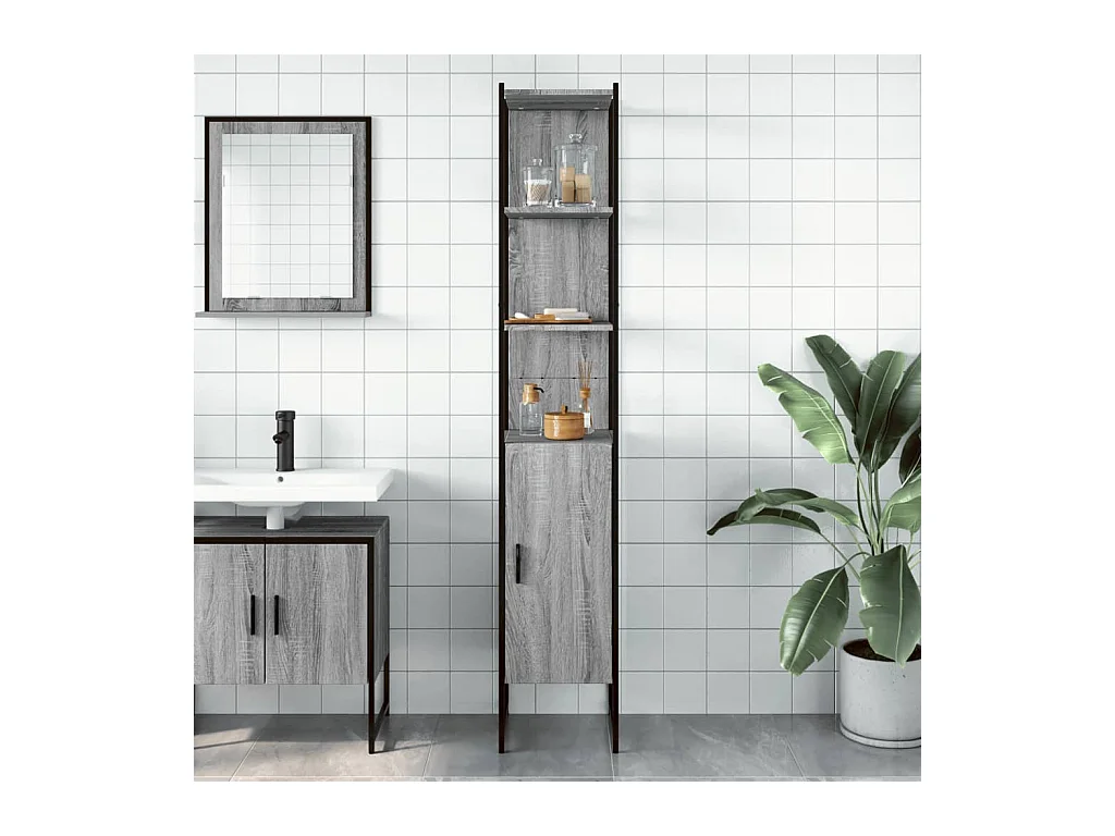 Armoire de salle de bain sonoma gris bois d'ingénierie FR36493