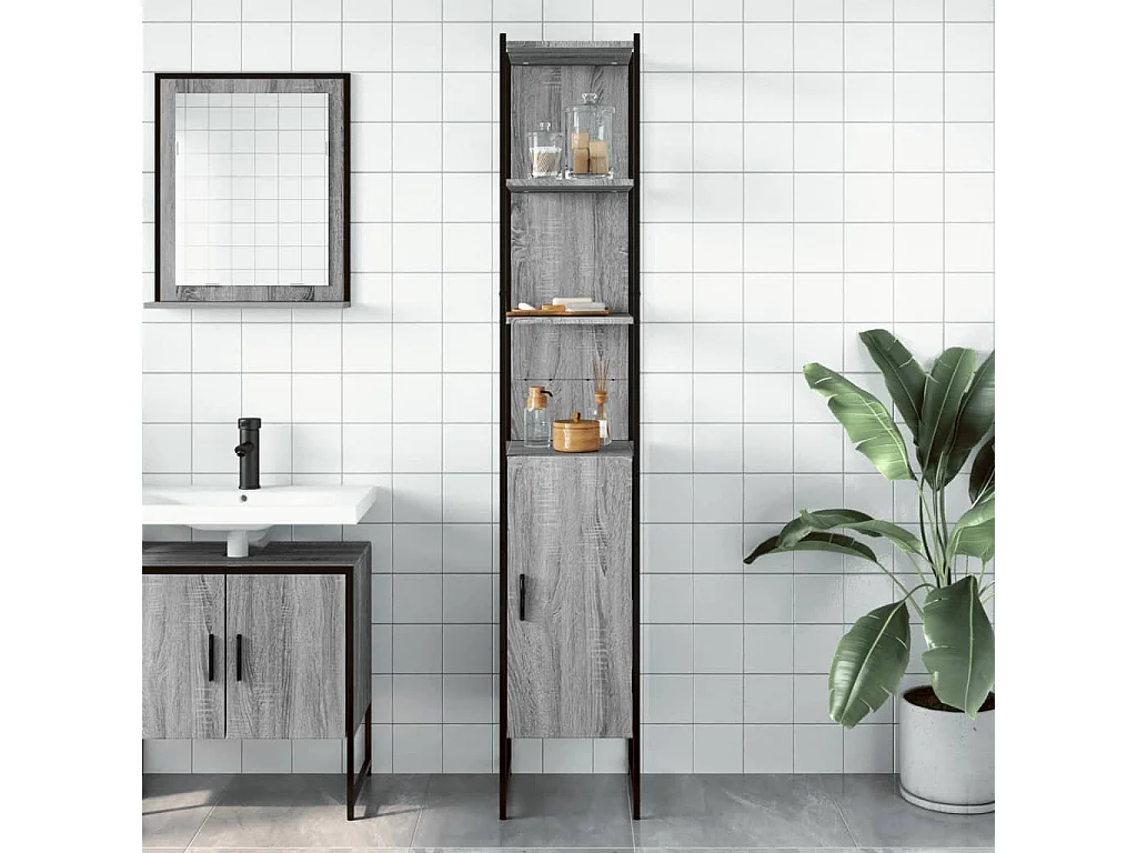 Armoire de salle de bain sonoma gris bois d'ingénierie FR36493