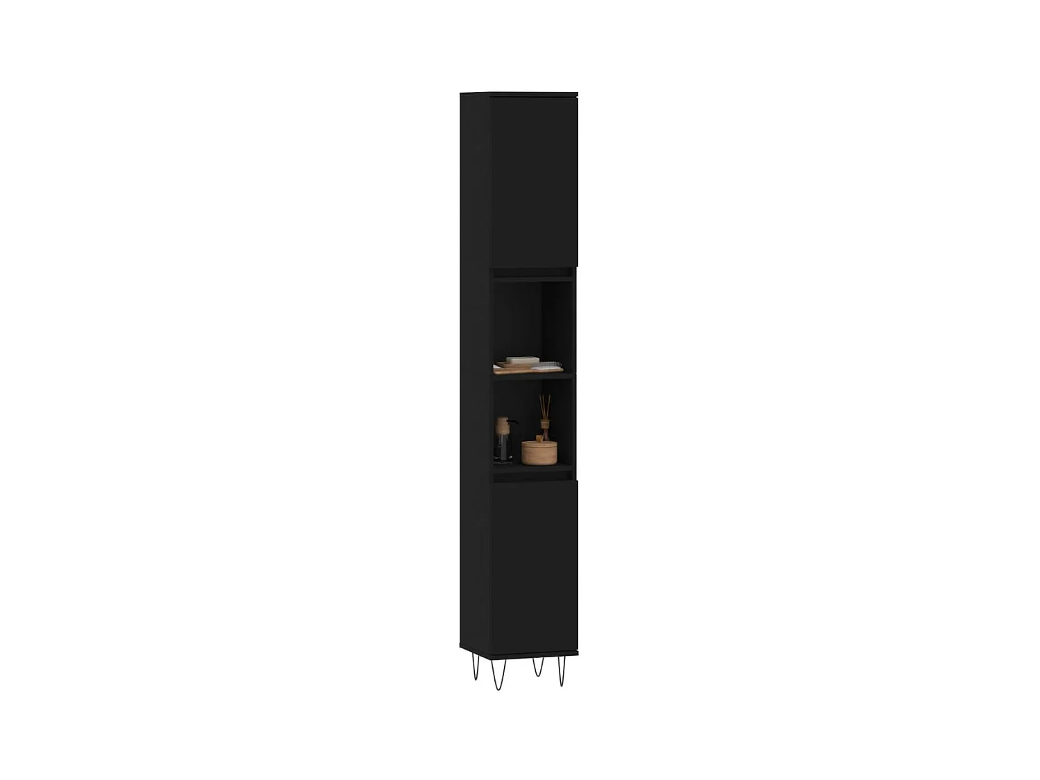 Armoire de salle de bain noir 30x30x190 cm bois d'ingénierie FR60366