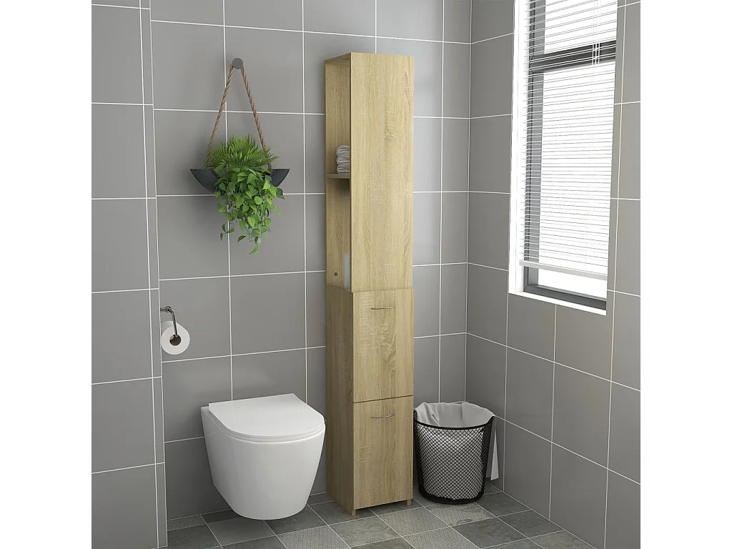 Armoire salle de bain chêne sonoma 25x26,5x170 cm FR33641