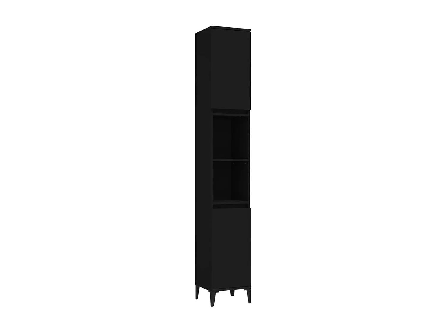 Armoire de salle de bain noir 30x30x190 cm bois d'ingénierie FR57308