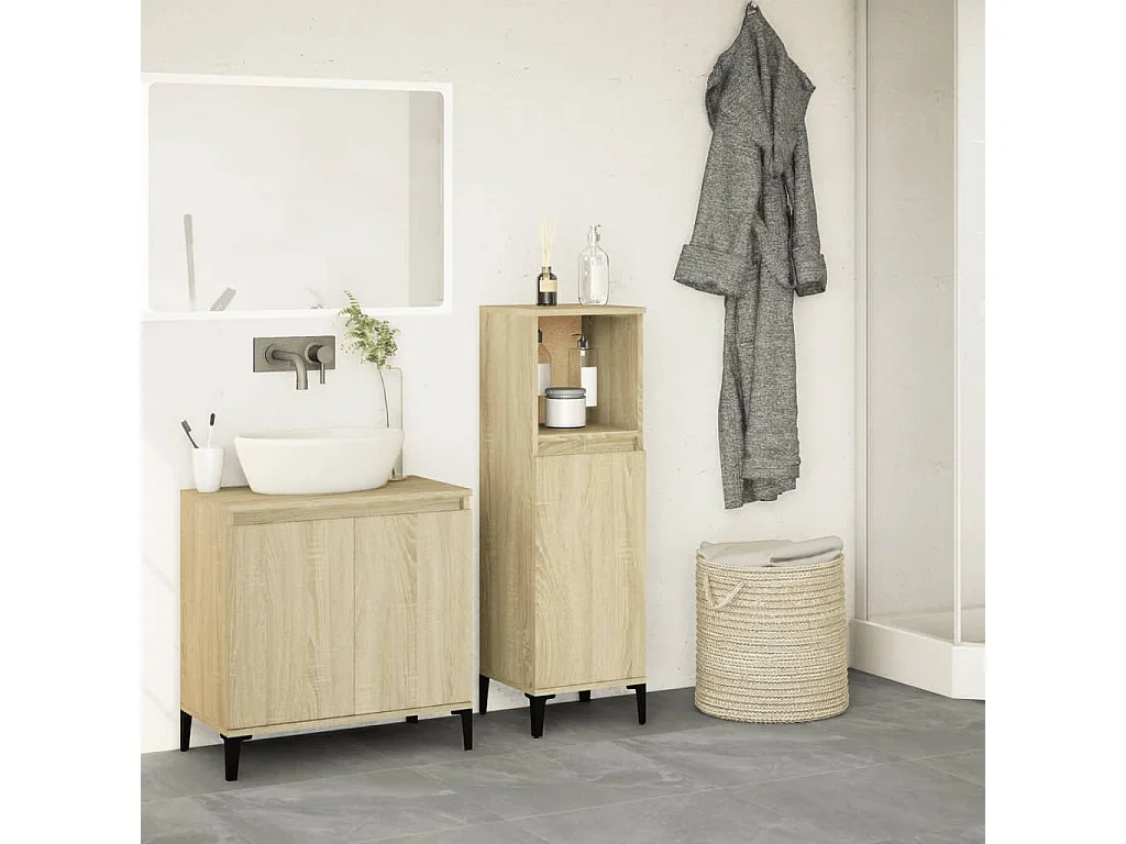 Armoire salle de bain chêne sonoma 30x30x100 cm FR20361
