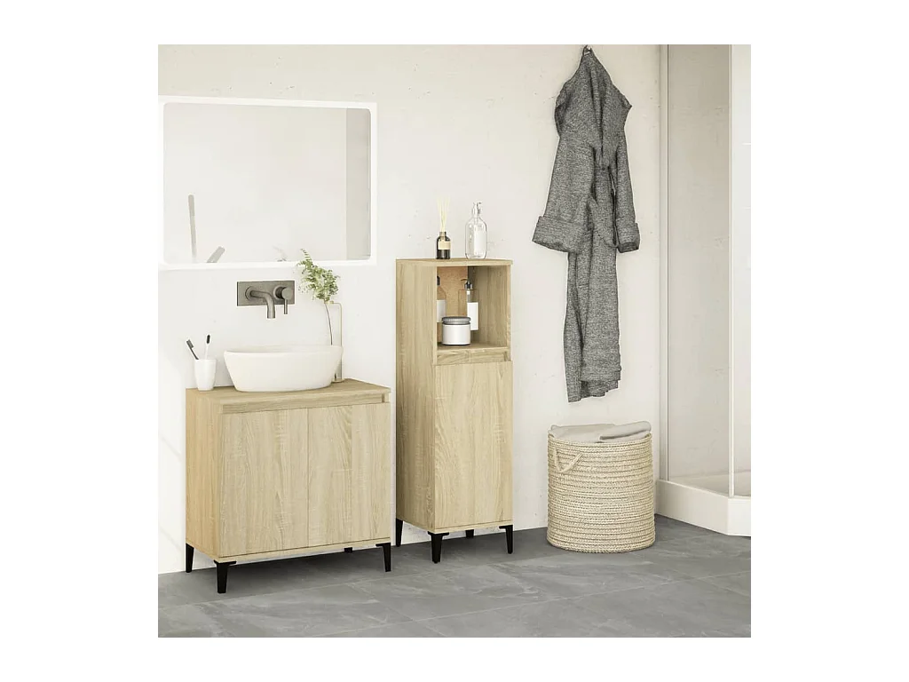 Armoire salle de bain chêne sonoma 30x30x100 cm FR20361
