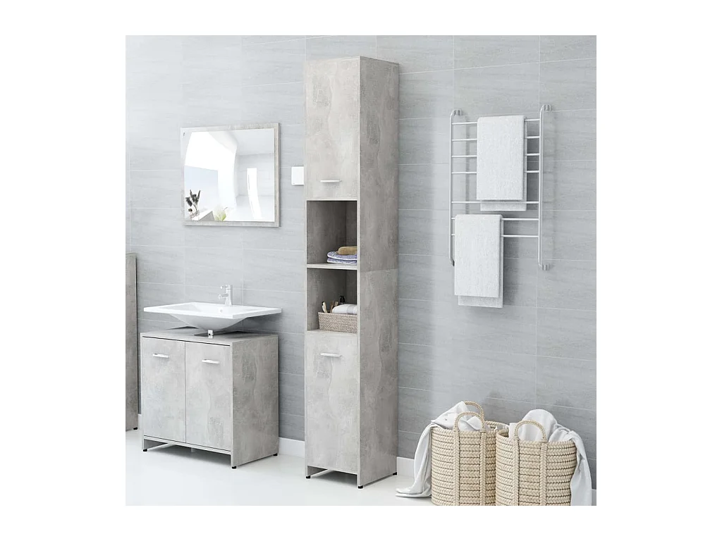 Armoire de salle de bain Gris béton 30x30x183,5 cm Aggloméré FR91263
