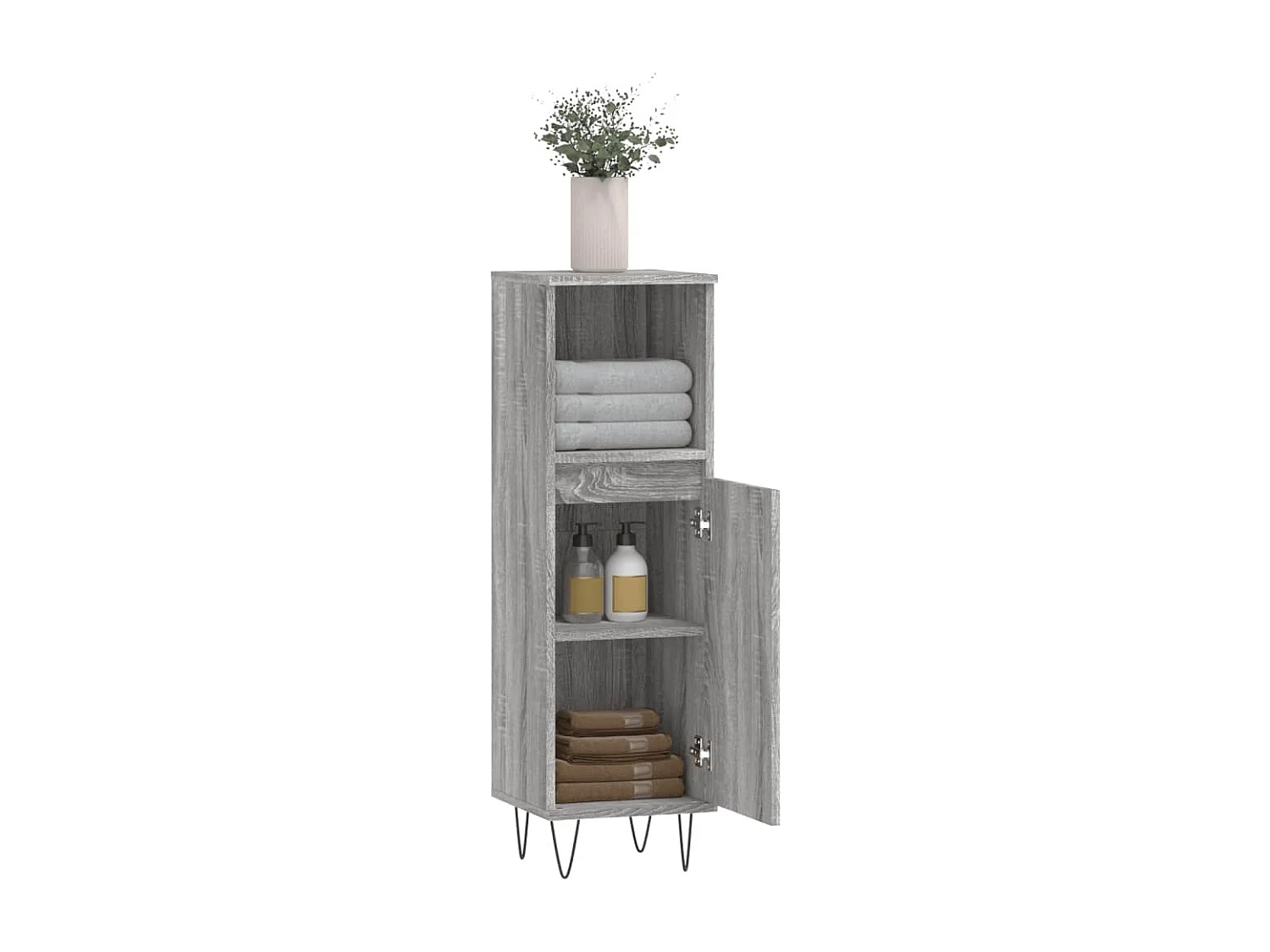 Armoire salle de bain sonoma gris 30x30x100 cm FR83780