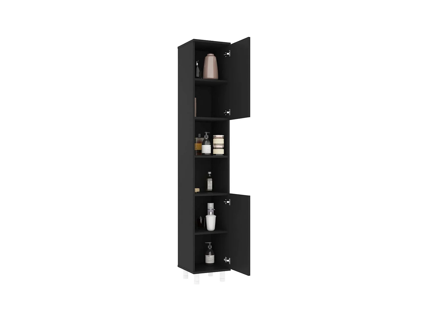 Armoire de salle de bain Noir 30x30x179 cm Bois d'ingénierie FR97567