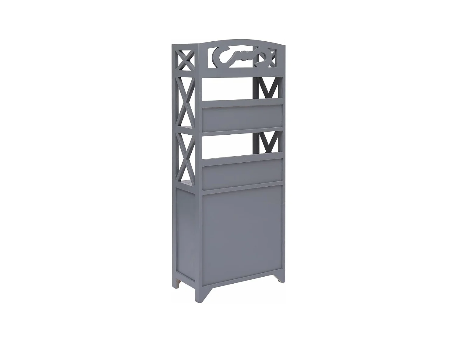 Armoire de salle de bain Gris 46x24x116 cm Bois de Paulownia FR21016