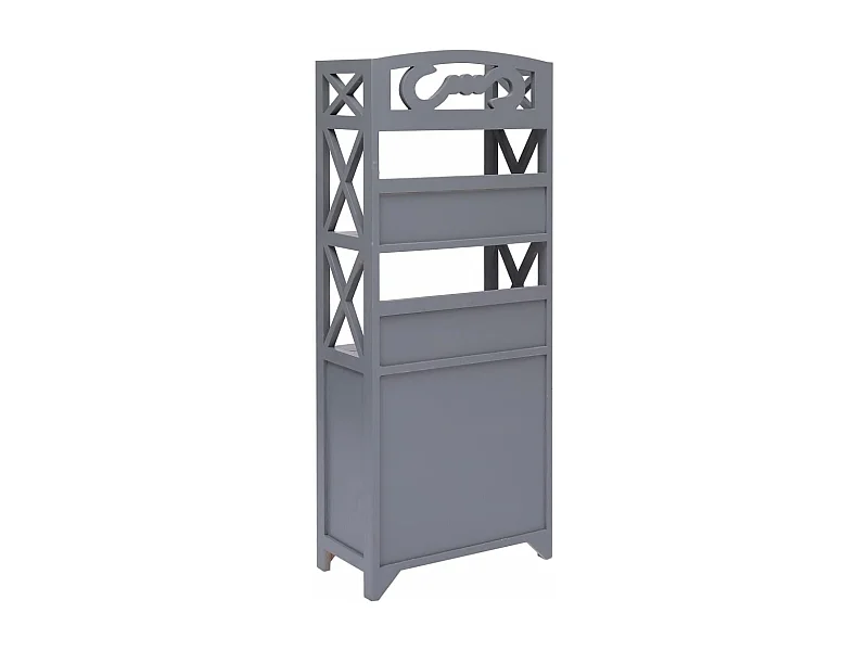 Armoire de salle de bain Gris 46x24x116 cm Bois de Paulownia FR21016